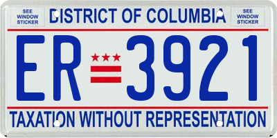 DC license plate ER3921