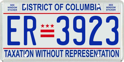 DC license plate ER3923