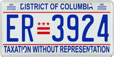 DC license plate ER3924