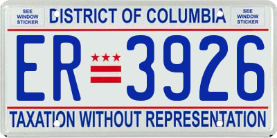 DC license plate ER3926