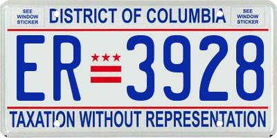 DC license plate ER3928