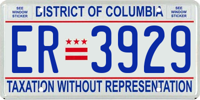DC license plate ER3929