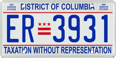 DC license plate ER3931