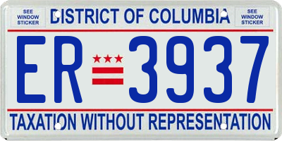 DC license plate ER3937