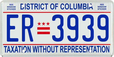DC license plate ER3939