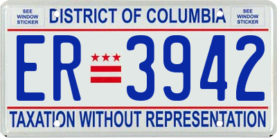 DC license plate ER3942