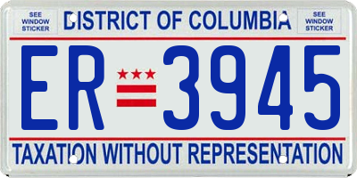 DC license plate ER3945