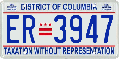 DC license plate ER3947