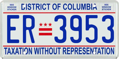 DC license plate ER3953