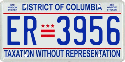 DC license plate ER3956