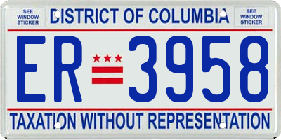 DC license plate ER3958