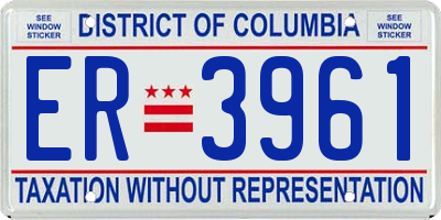 DC license plate ER3961