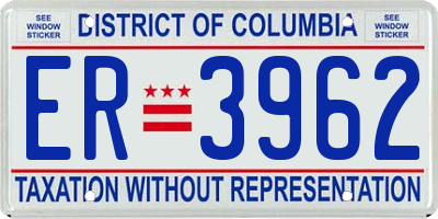 DC license plate ER3962