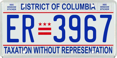 DC license plate ER3967