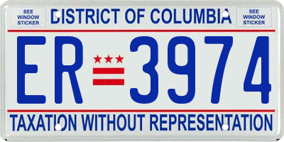 DC license plate ER3974