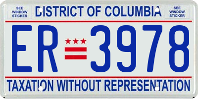 DC license plate ER3978