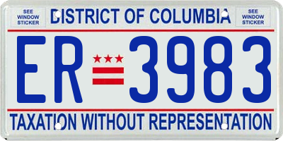 DC license plate ER3983