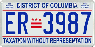 DC license plate ER3987