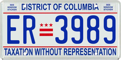 DC license plate ER3989