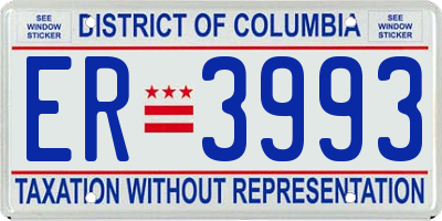DC license plate ER3993