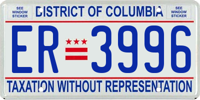 DC license plate ER3996