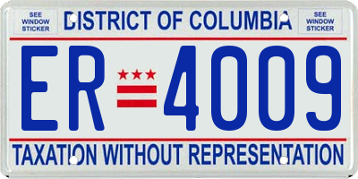 DC license plate ER4009