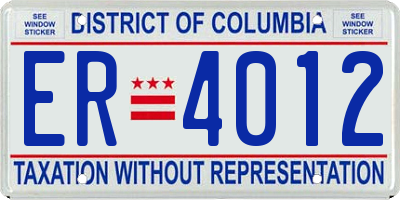 DC license plate ER4012