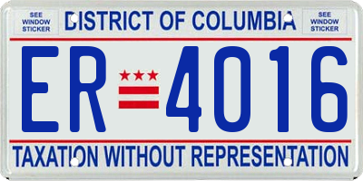DC license plate ER4016