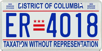 DC license plate ER4018