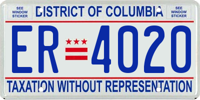 DC license plate ER4020