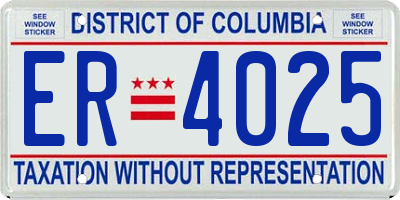 DC license plate ER4025