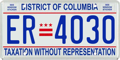 DC license plate ER4030
