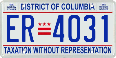 DC license plate ER4031