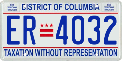 DC license plate ER4032