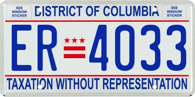 DC license plate ER4033