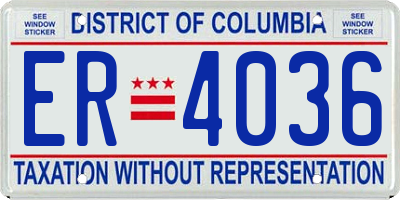 DC license plate ER4036