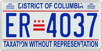 DC license plate ER4037