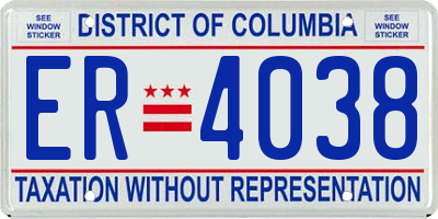DC license plate ER4038