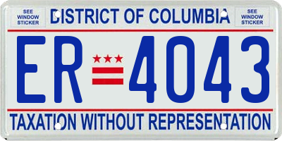 DC license plate ER4043