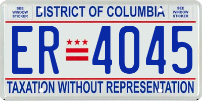 DC license plate ER4045