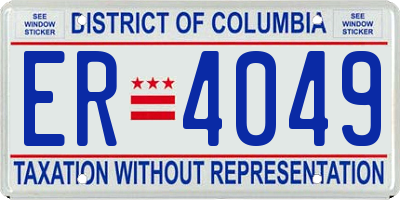 DC license plate ER4049