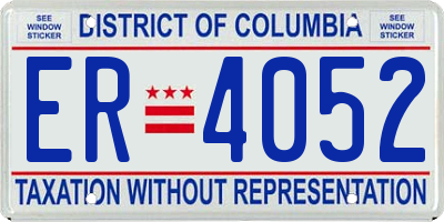 DC license plate ER4052