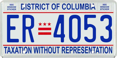 DC license plate ER4053