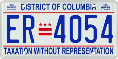 DC license plate ER4054
