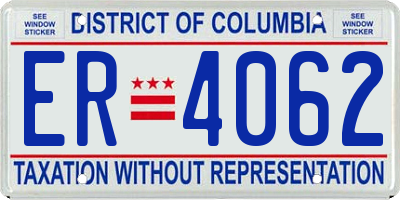 DC license plate ER4062
