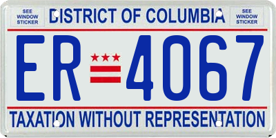 DC license plate ER4067
