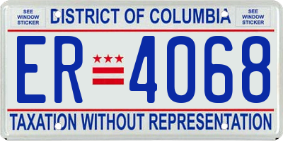DC license plate ER4068