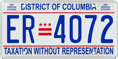 DC license plate ER4072