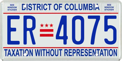 DC license plate ER4075