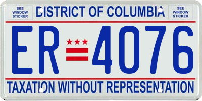 DC license plate ER4076